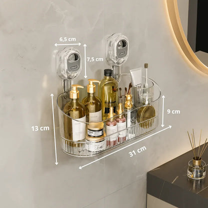 Drill-Free Adhesive Wall Mount Shelf for Kitchen & Bathroom Storage Organization
