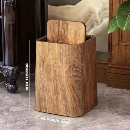 Elegant Trash Can with Marble Design Swing Lid