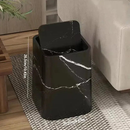Elegant Trash Can with Marble Design Swing Lid