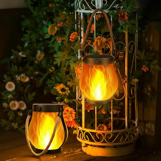 Flame-Effect Solar Outdoor Lantern for Garden Decor