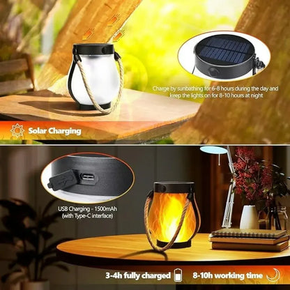 Flame-Effect Solar Outdoor Lantern for Garden Decor
