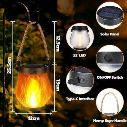 Flame-Effect Solar Outdoor Lantern for Garden Decor