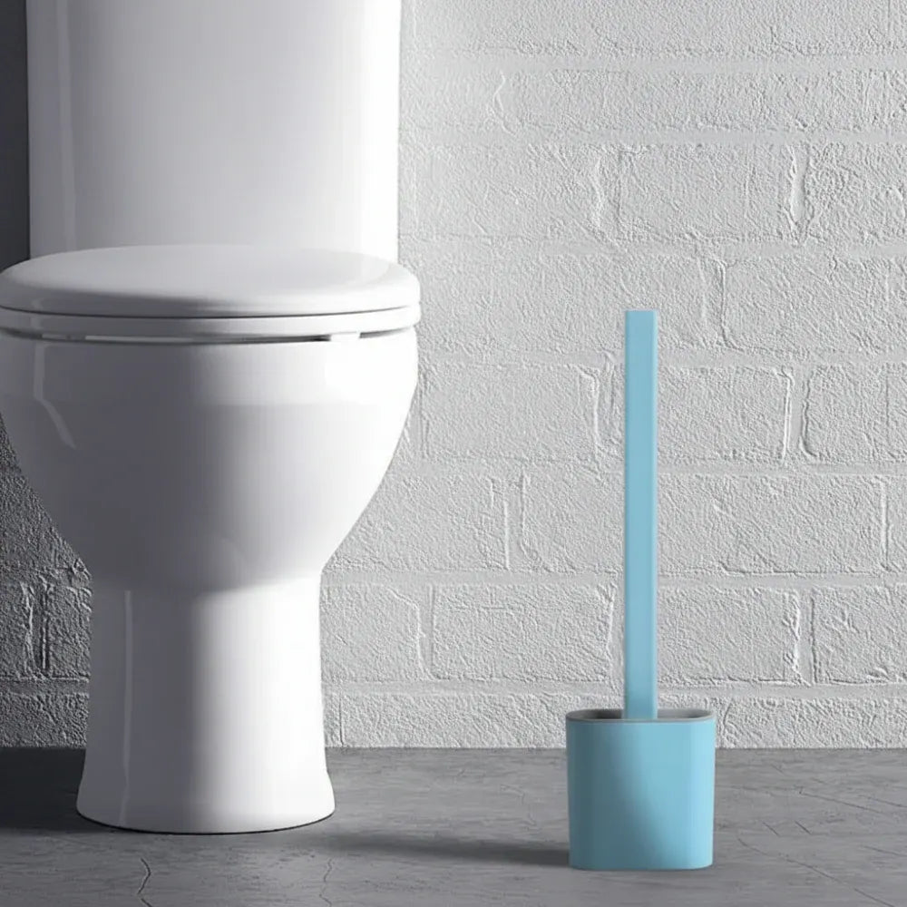 Flexible Silicone Toilet Brush with Wall-Mounted Holder, Hygienic Design