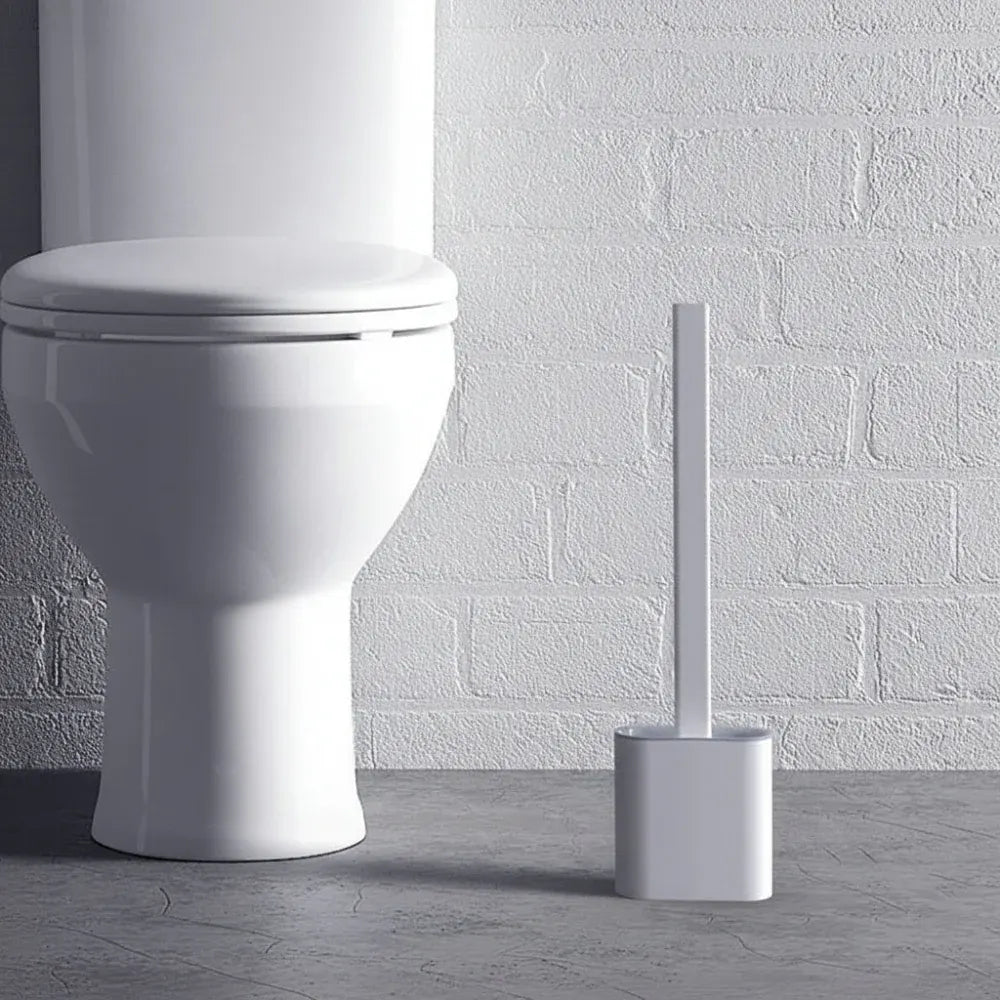 Flexible Silicone Toilet Brush with Wall-Mounted Holder, Hygienic Design