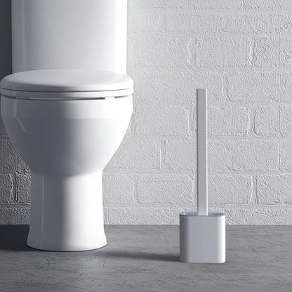 Flexible Silicone Toilet Brush with Wall-Mounted Holder, Hygienic Design