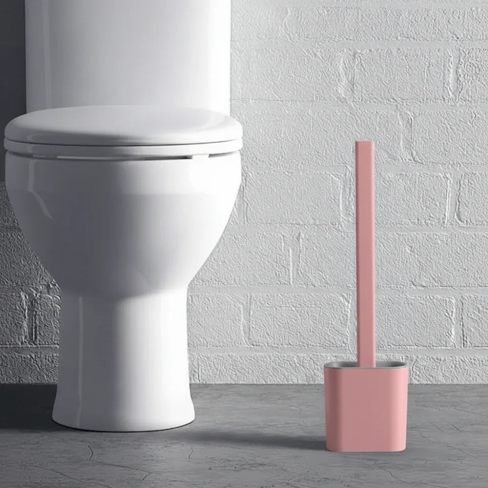 Flexible Silicone Toilet Brush with Wall-Mounted Holder, Hygienic Design