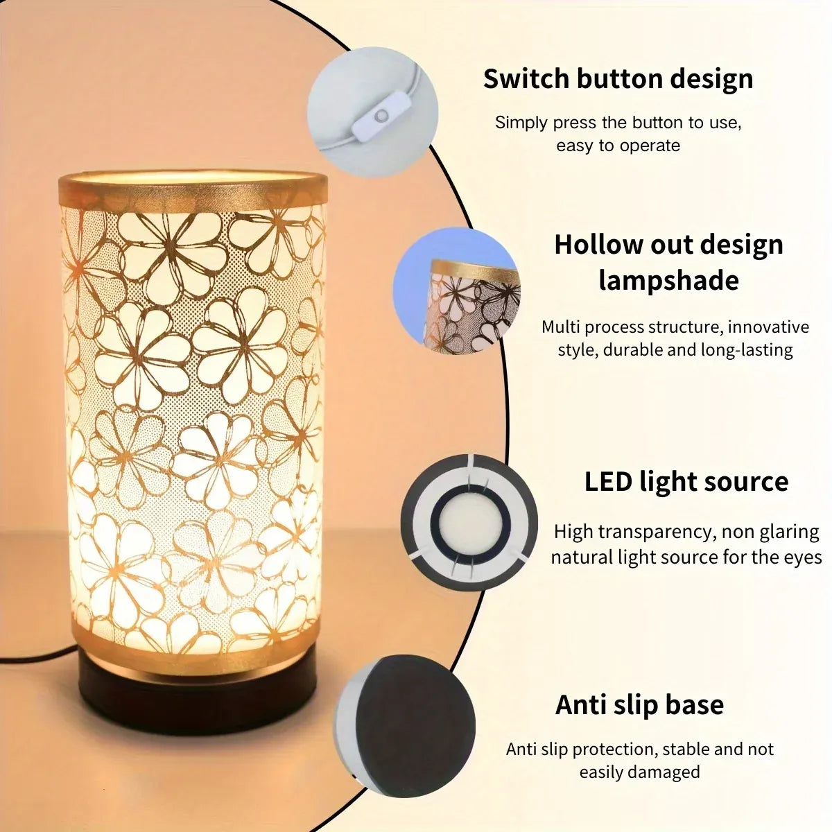 Floral USB-Powered Table Lamp with Warm Ambient Glow