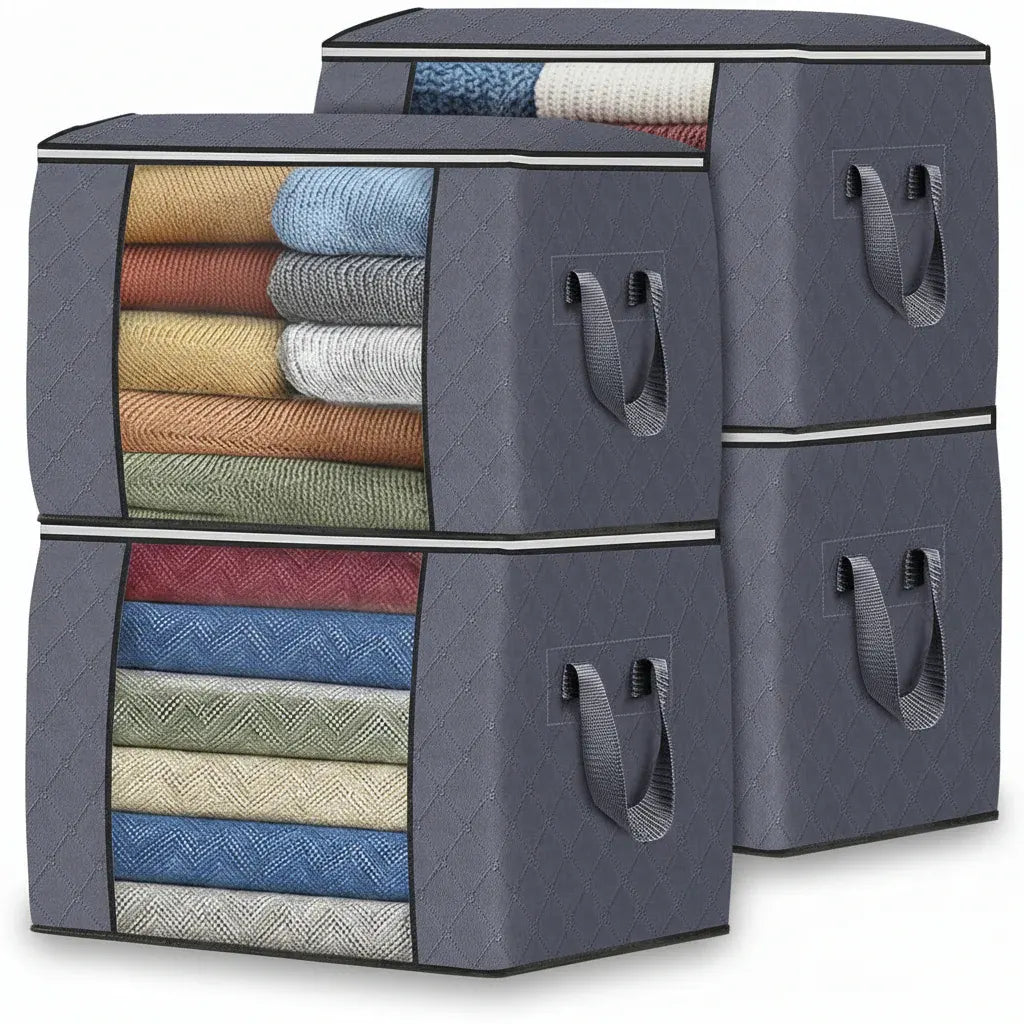 Foldable Fabric Storage Bags Large Clothing Organizer Containers