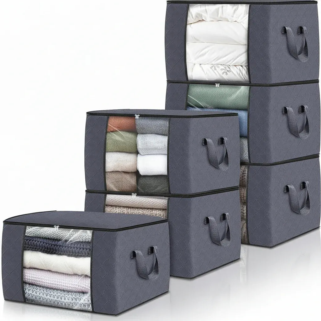 Foldable Fabric Storage Bags Large Clothing Organizer Containers