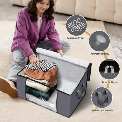 Foldable Fabric Storage Bags Large Clothing Organizer Containers