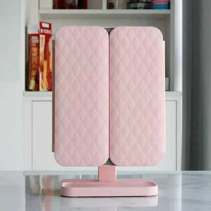 Foldable LED Makeup Mirror with Adjustable Lighting and Stand