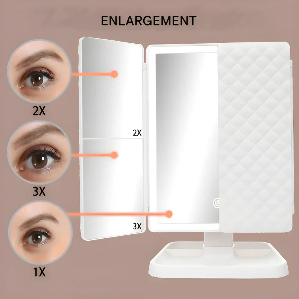 Foldable LED Makeup Mirror with Adjustable Lighting and Stand