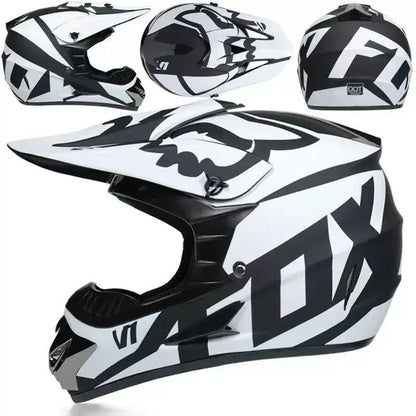 Full-Face Motocross Helmet with Extended Visor and Reinforced Chin Guard