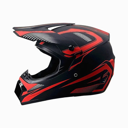 Full-Face Motocross Helmet with Extended Visor and Reinforced Chin Guard