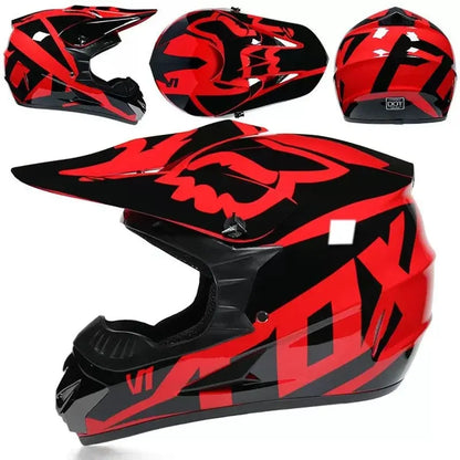 Full-Face Motocross Helmet with Extended Visor and Reinforced Chin Guard