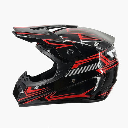 Full-Face Motocross Helmet with Extended Visor and Reinforced Chin Guard