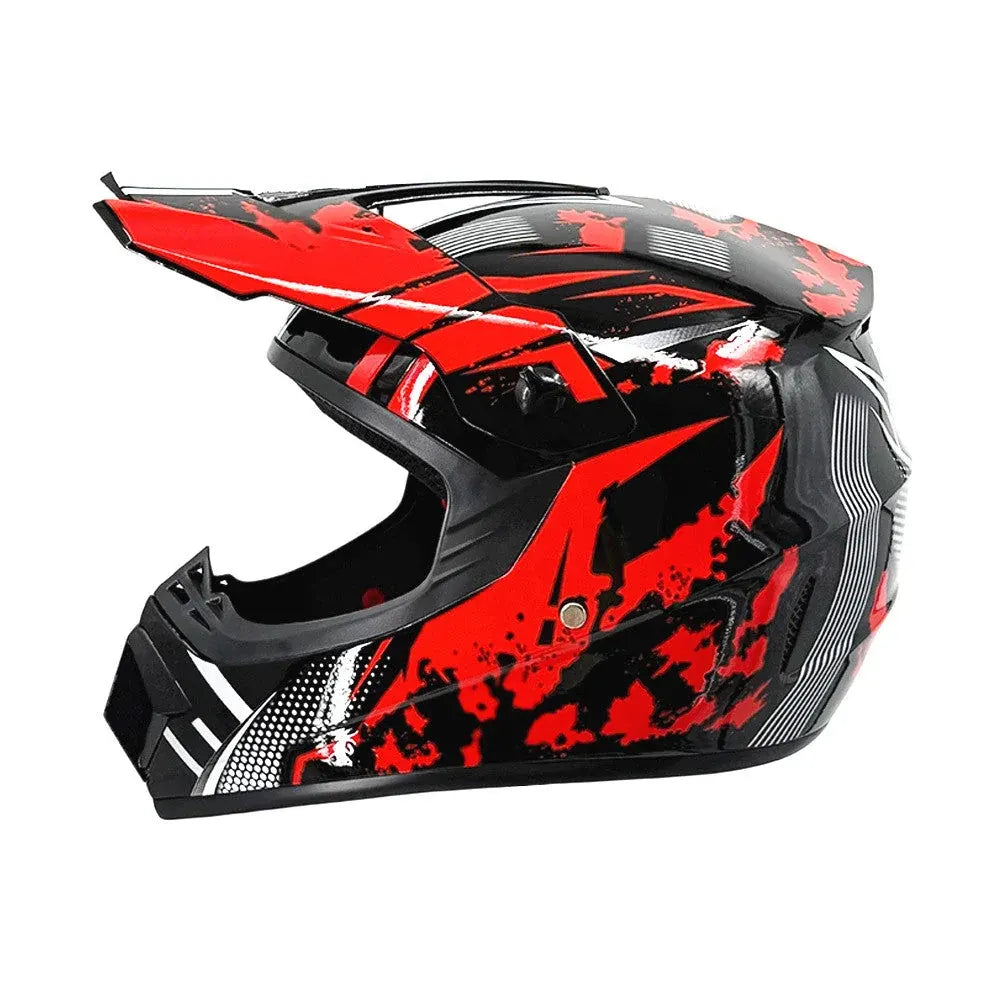 Full-Face Motocross Helmet with Extended Visor and Reinforced Chin Guard