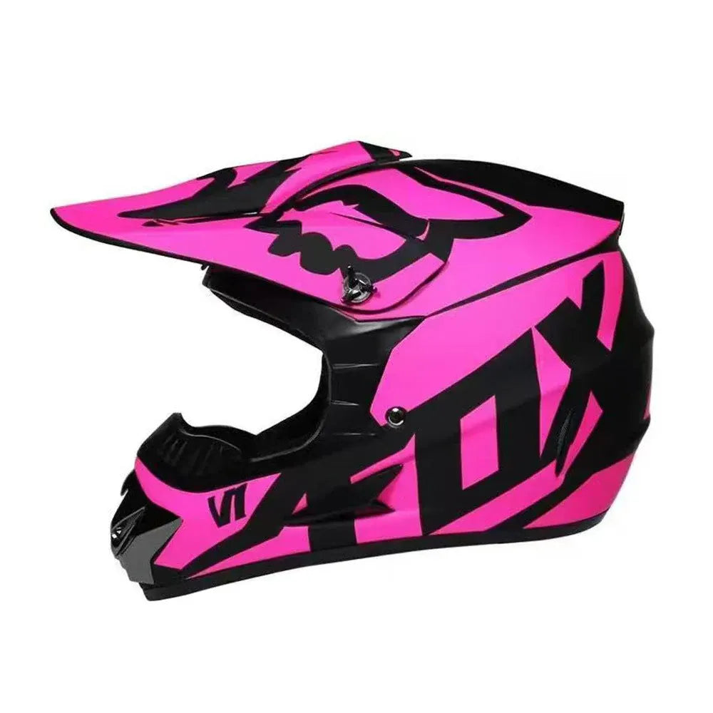 Full-Face Motocross Helmet with Extended Visor and Reinforced Chin Guard