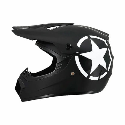 Full-Face Motocross Helmet with Extended Visor and Reinforced Chin Guard