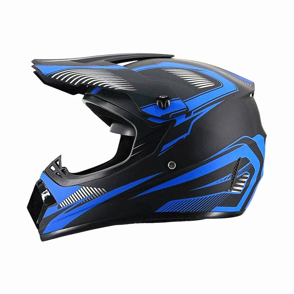 Full-Face Motocross Helmet with Extended Visor and Reinforced Chin Guard