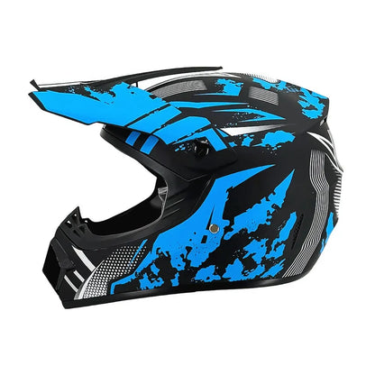 Full-Face Motocross Helmet with Extended Visor and Reinforced Chin Guard