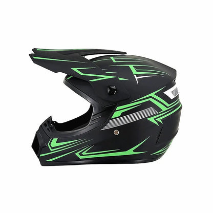 Full-Face Motocross Helmet with Extended Visor and Reinforced Chin Guard