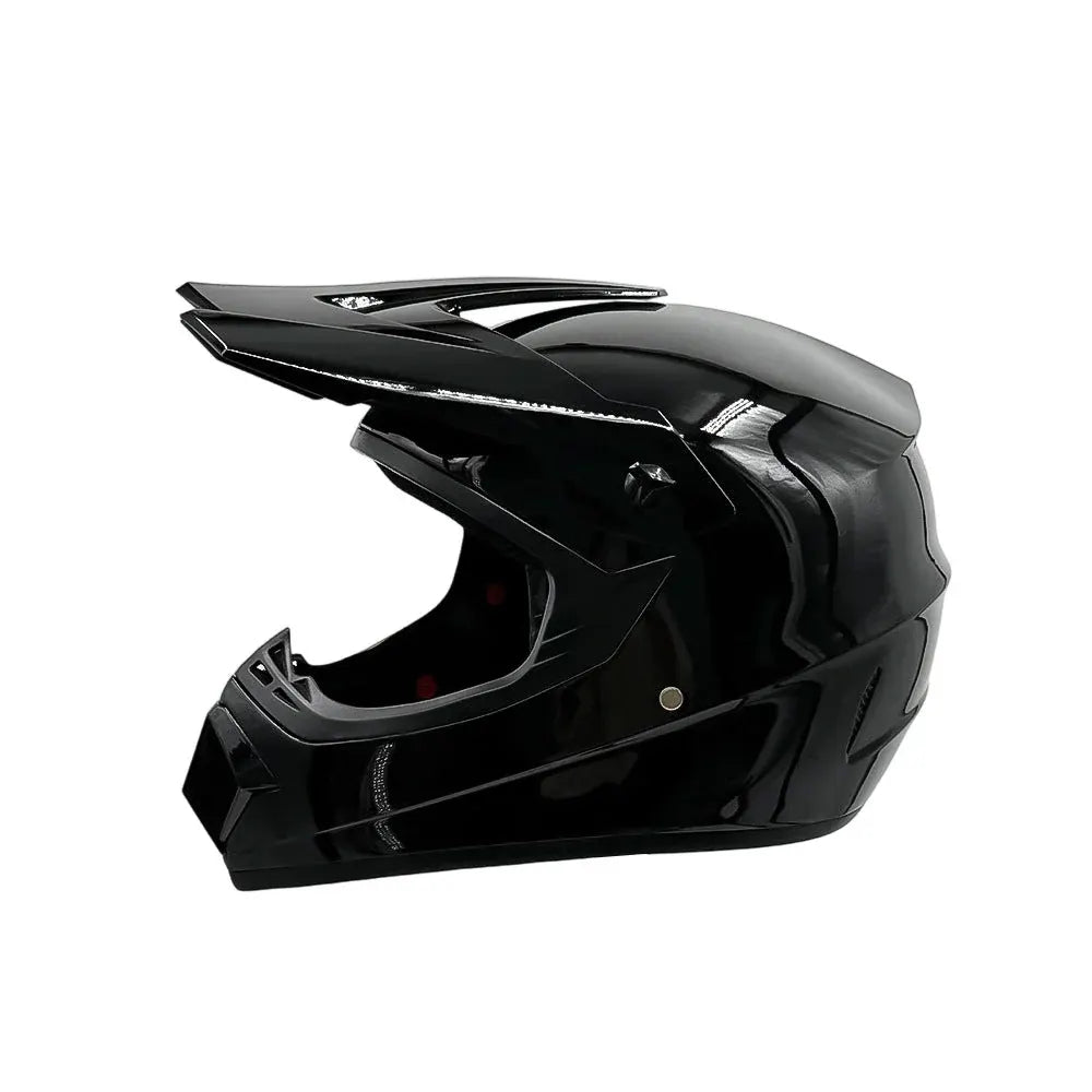 Full-Face Motocross Helmet with Extended Visor and Reinforced Chin Guard