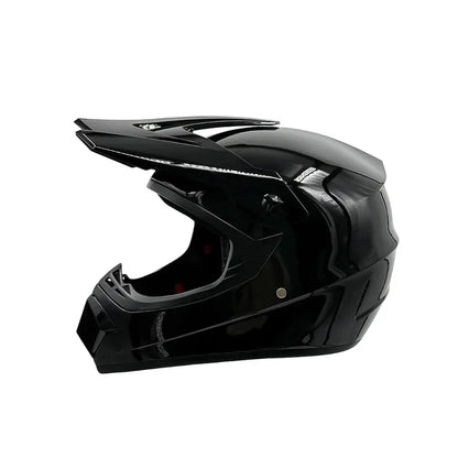 Full-Face Motocross Helmet with Extended Visor and Reinforced Chin Guard