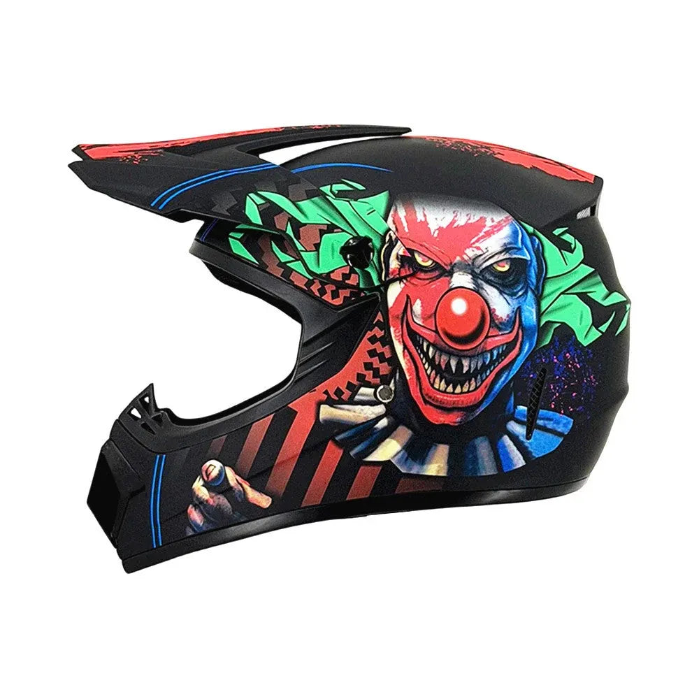 Full-Face Motocross Helmet with Extended Visor and Reinforced Chin Guard