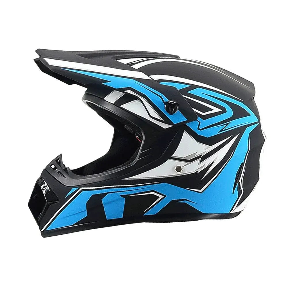 Full-Face Motocross Helmet with Extended Visor and Reinforced Chin Guard