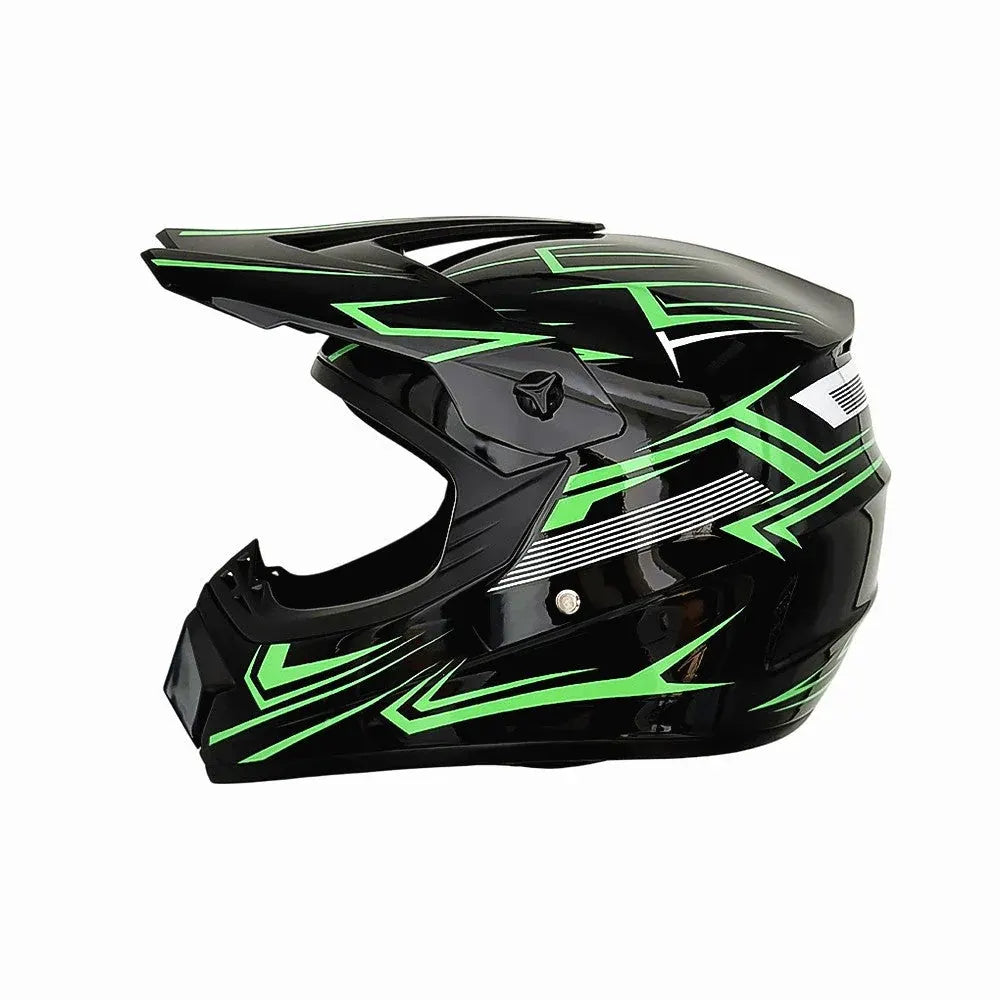 Full-Face Motocross Helmet with Extended Visor and Reinforced Chin Guard