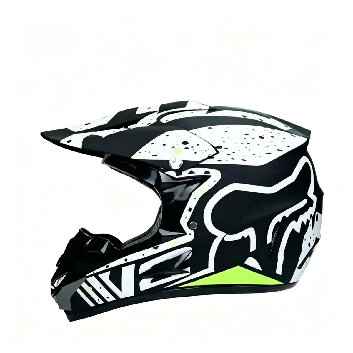 Full-Face Motocross Helmet with Extended Visor and Reinforced Chin Guard