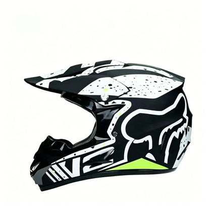 Full-Face Motocross Helmet with Extended Visor and Reinforced Chin Guard