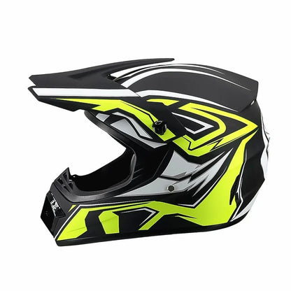 Full-Face Motocross Helmet with Extended Visor and Reinforced Chin Guard