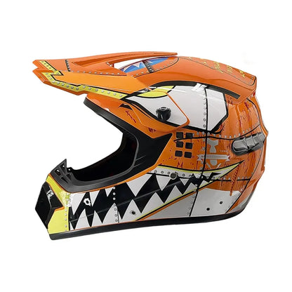 Full-Face Motocross Helmet with Extended Visor and Reinforced Chin Guard