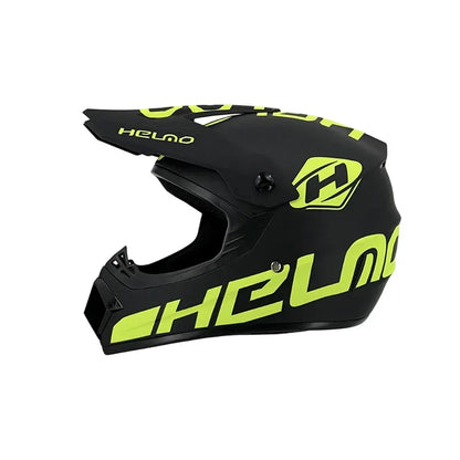 Full-Face Motocross Helmet with Extended Visor and Reinforced Chin Guard