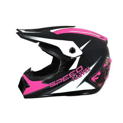 Full-Face Motocross Helmet with Extended Visor and Reinforced Chin Guard