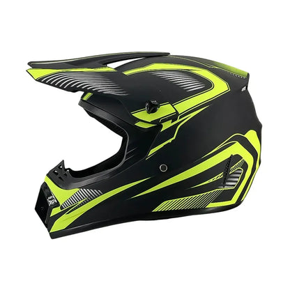 Full-Face Motocross Helmet with Extended Visor and Reinforced Chin Guard