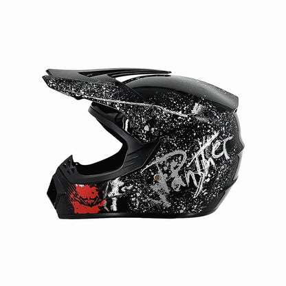 Full-Face Motocross Helmet with Extended Visor and Reinforced Chin Guard