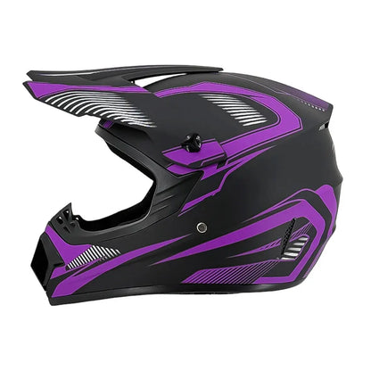 Full-Face Motocross Helmet with Extended Visor and Reinforced Chin Guard