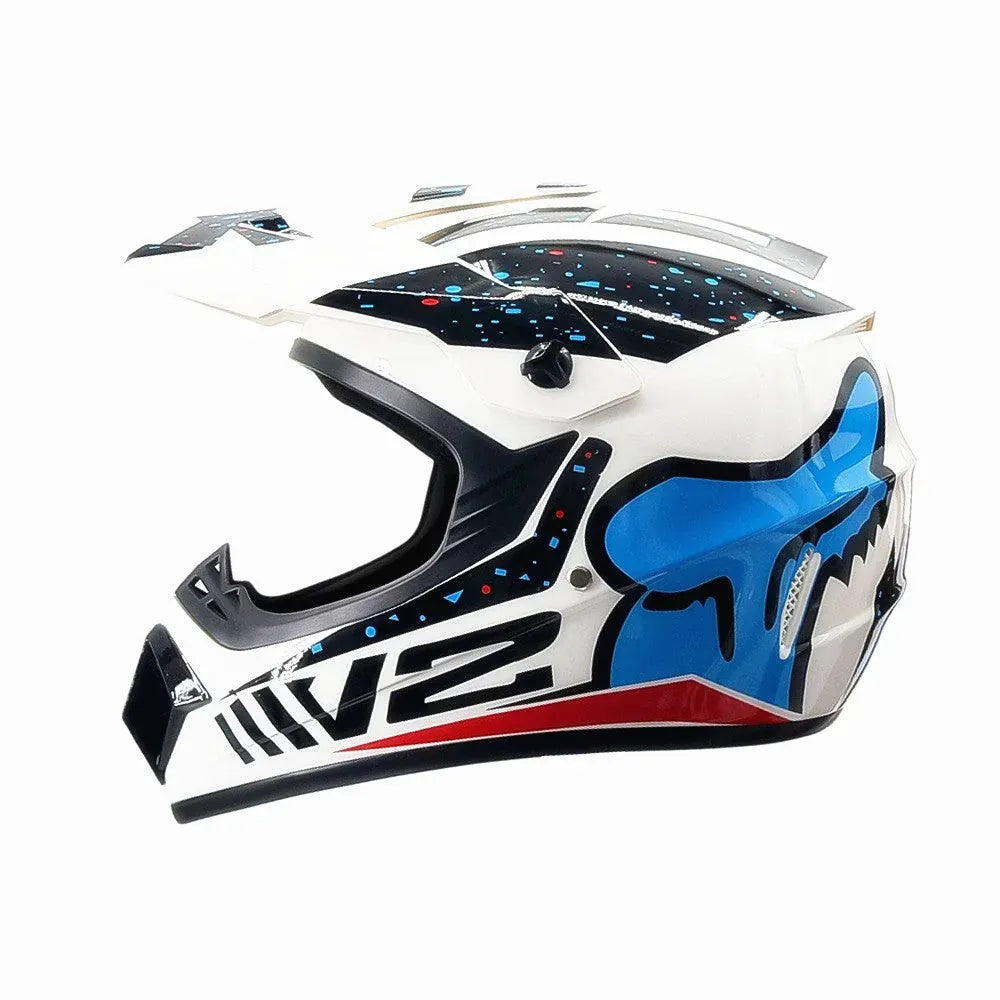 Full-Face Motocross Helmet with Extended Visor and Reinforced Chin Guard