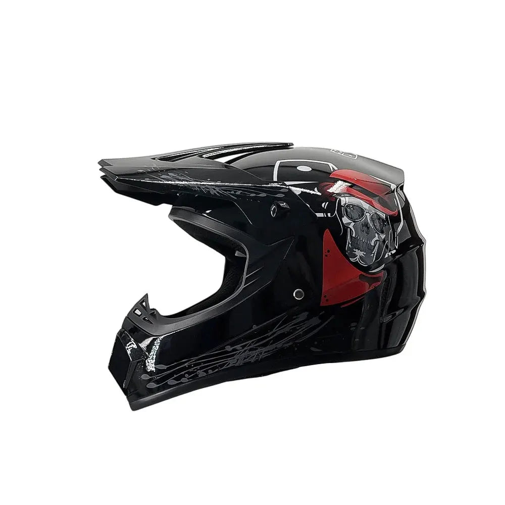 Full-Face Motocross Helmet with Extended Visor and Reinforced Chin Guard