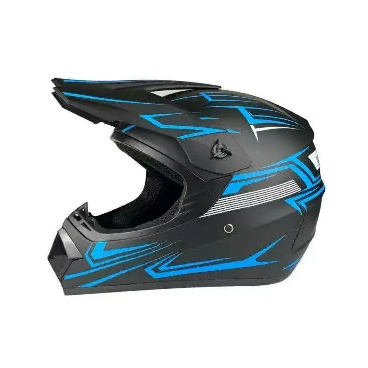 Full-Face Motocross Helmet with Extended Visor and Reinforced Chin Guard