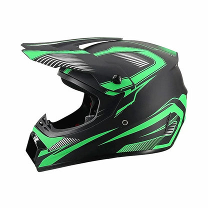 Full-Face Motocross Helmet with Extended Visor and Reinforced Chin Guard