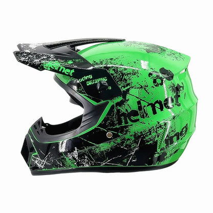 Full-Face Motocross Helmet with Extended Visor and Reinforced Chin Guard