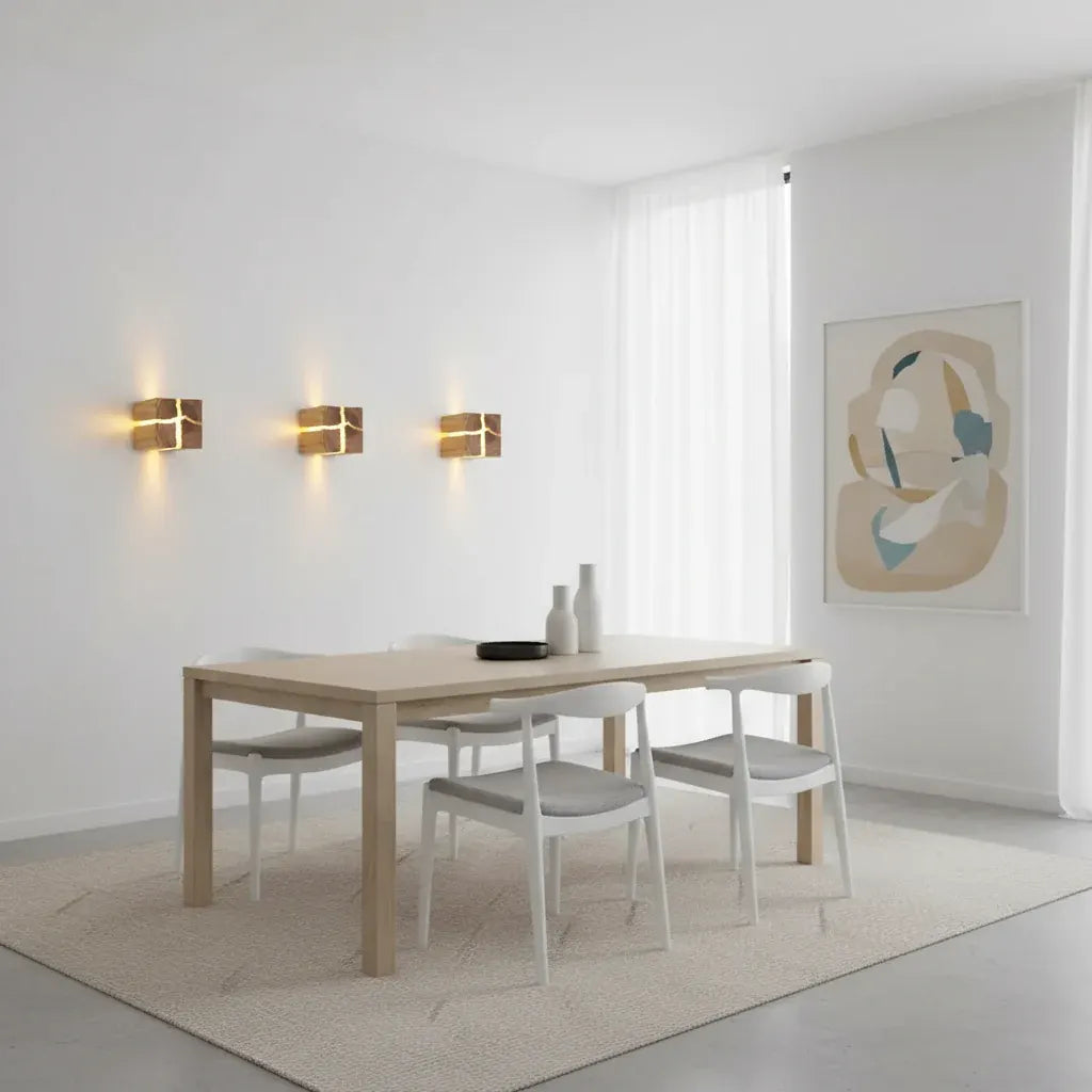 Hand-Carved Solid Wood Resin Wall Sconce Light