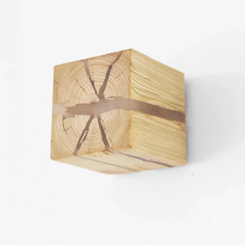 Hand-Carved Solid Wood Resin Wall Sconce Light