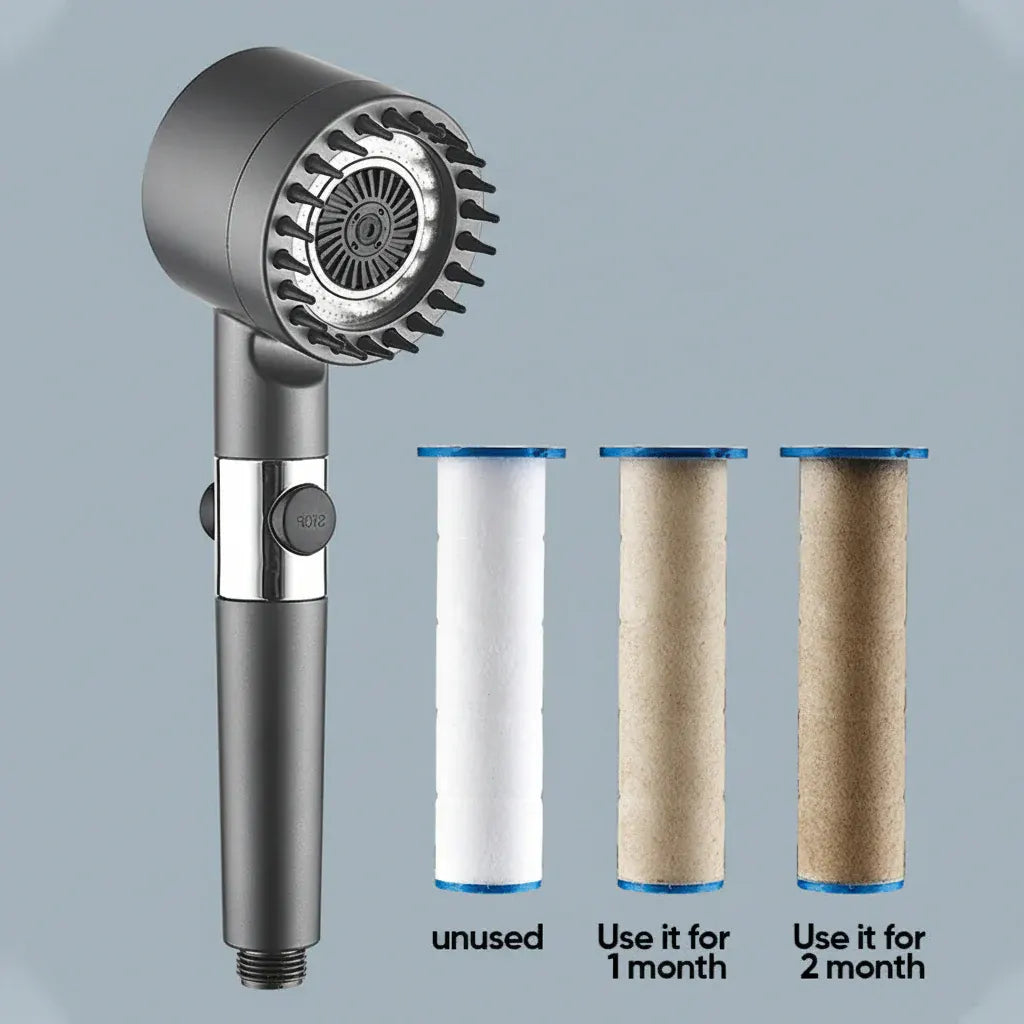 Handheld Filtered High-Pressure Shower Head with Water Spray Function