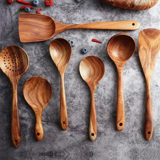 Handmade Wooden Kitchen Utensil Set – Scratch-Free Cooking Tools