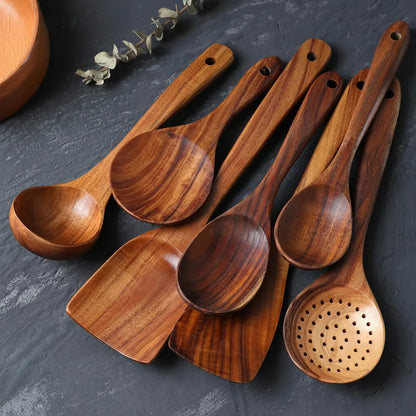 Handmade Wooden Kitchen Utensil Set – Scratch-Free Cooking Tools